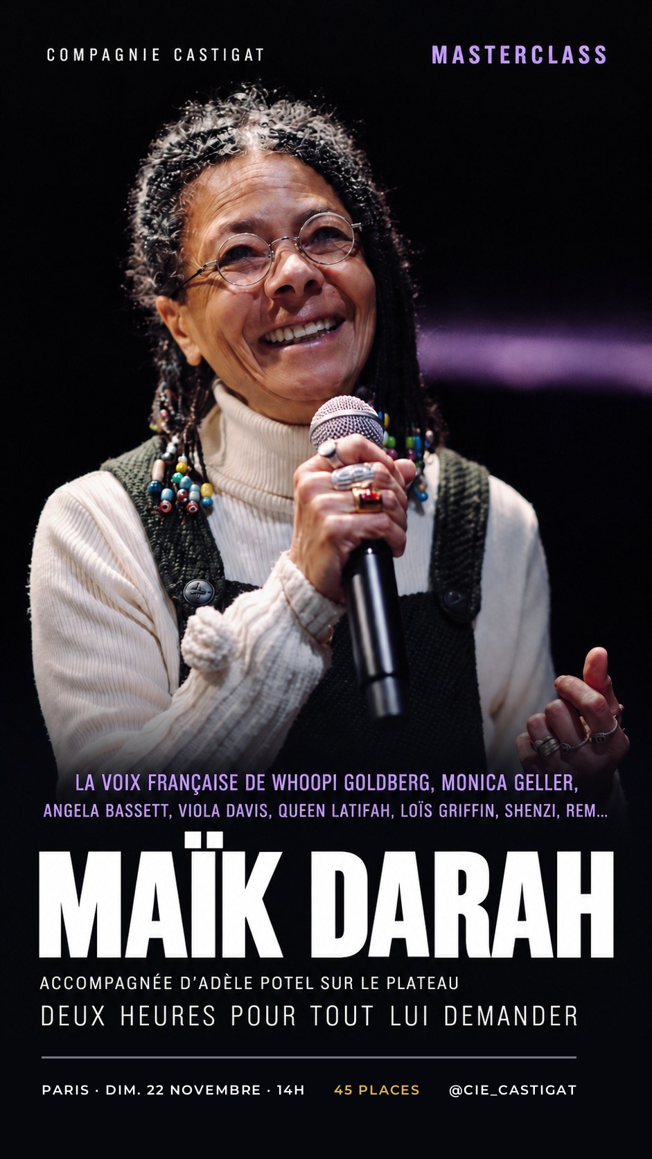 Affiche masterclass Maïk Darah, dimanche 22 novembre 2026