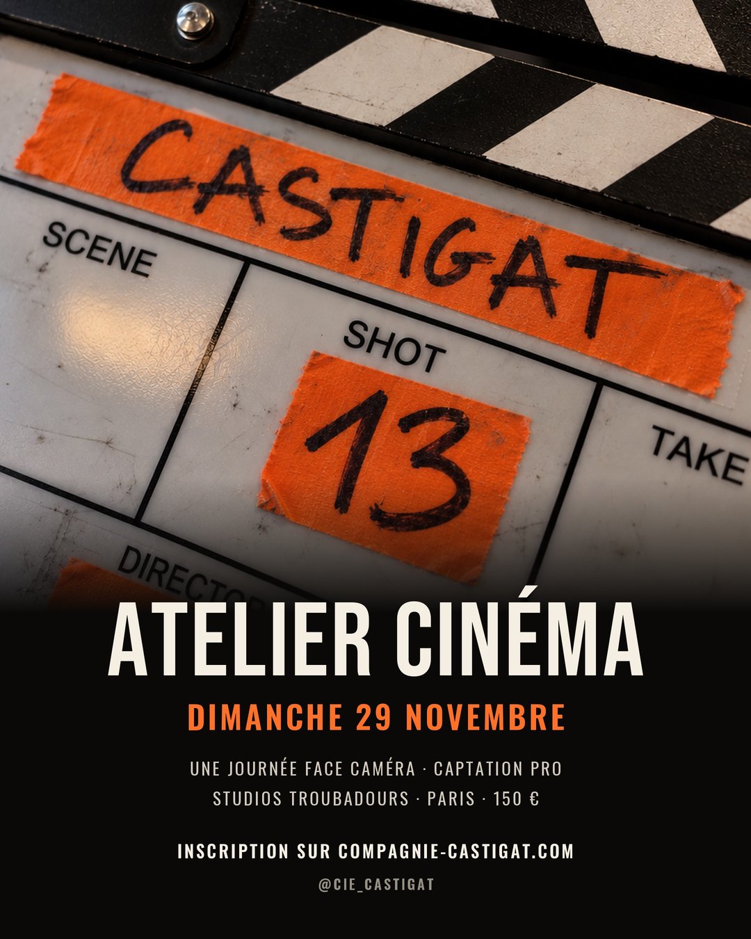 Affiche SHOT.13, atelier cinéma, dimanche 29 novembre 2026